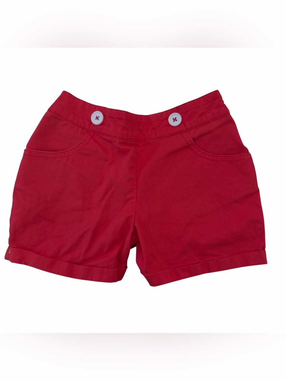 Mini Boden Girls red floral buttoned shorts size 7‎